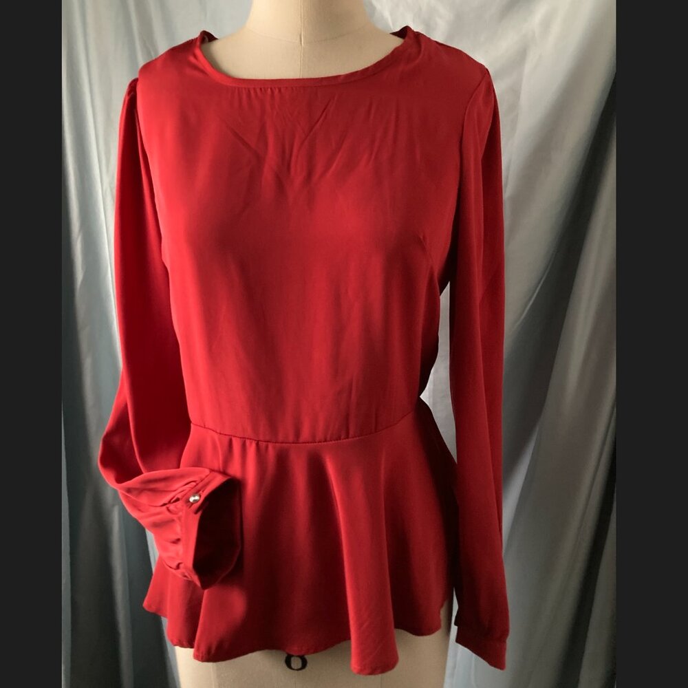 Honey Punch Peplum Top long sleeve Burnt Orange